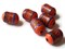 6 18mm Vintage Painted Peruvian Clay Beads - Orange and Purple Tube Beads